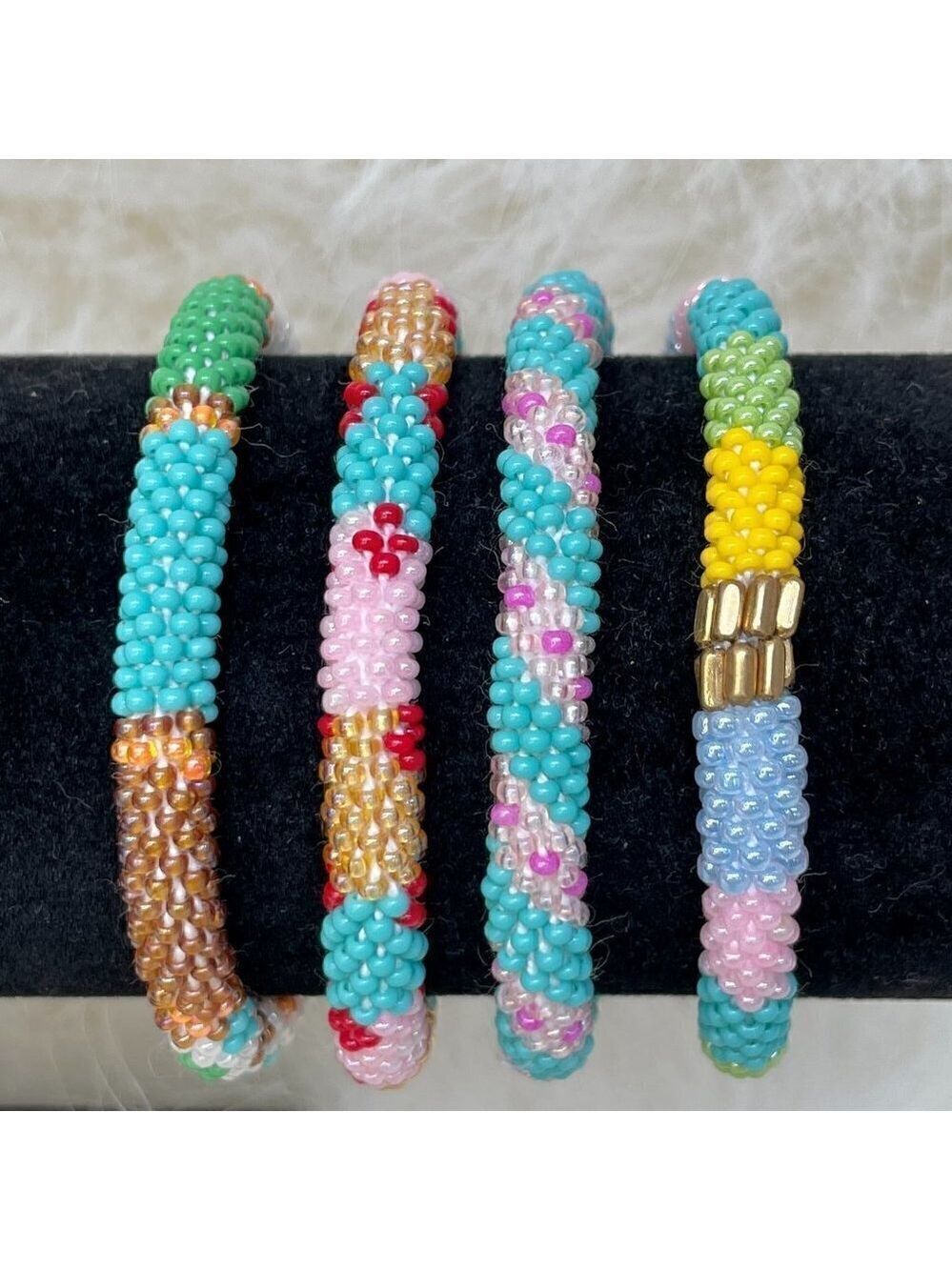 HAND CRAFTED in Nepal Beaded Bracelets (set of 4) #1006